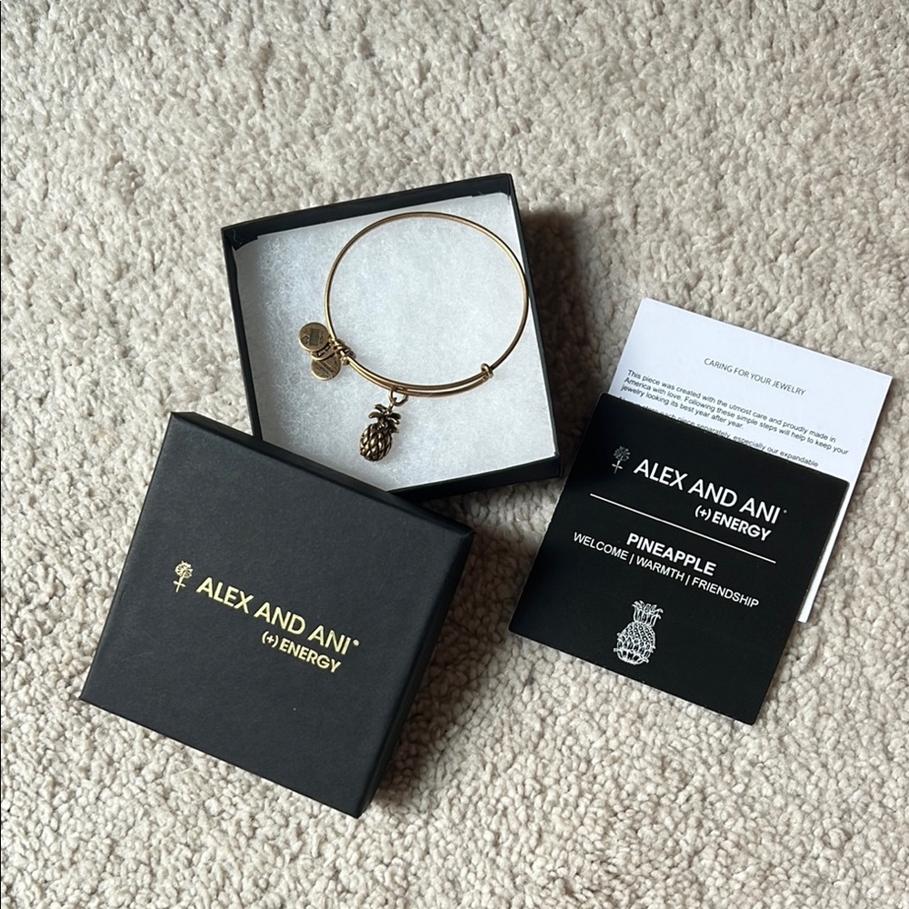 Alex and Ani Gold Pineapple Charm Bangle